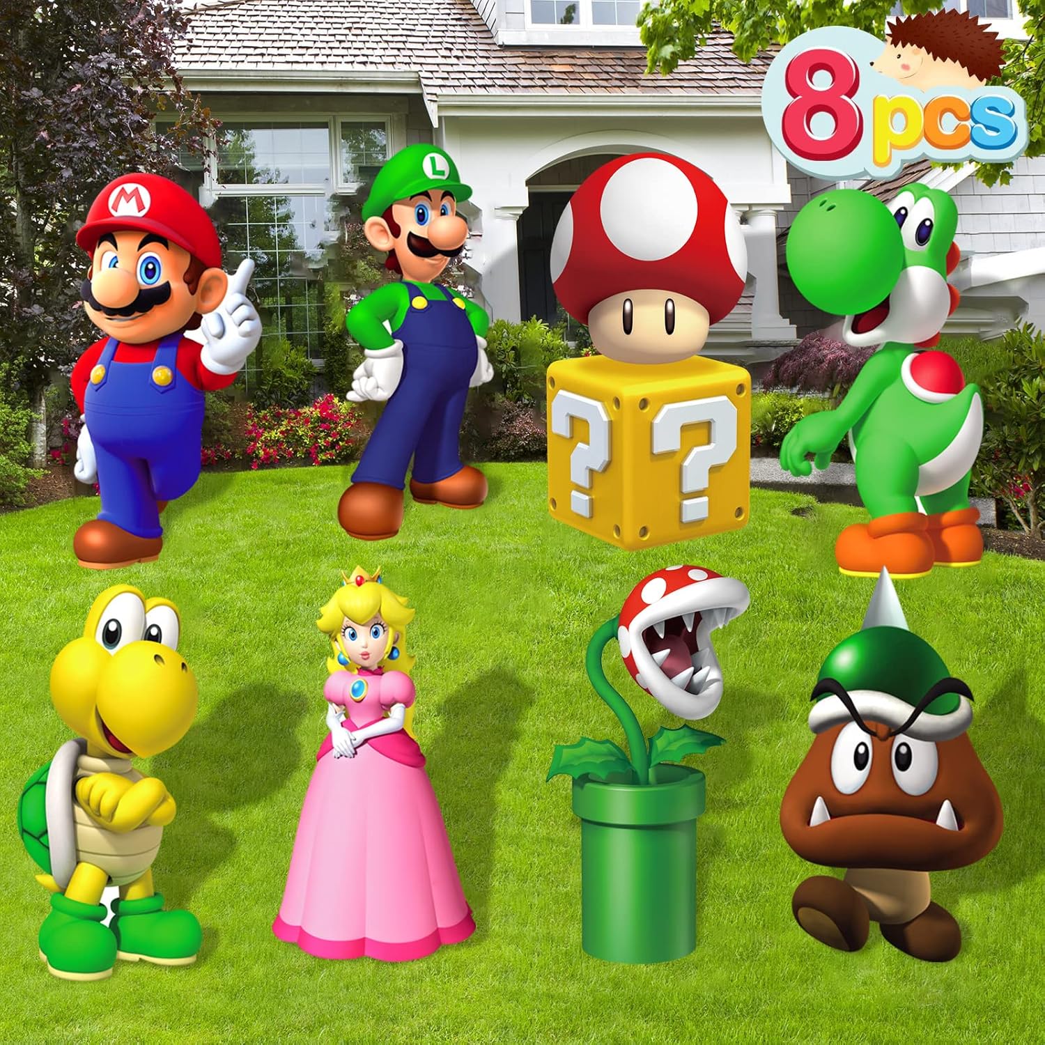 Yard Signs - 8 Pcs Mario Birthday Party Supplies Mario Birthday Yard Sign with Stakes, Mario Party Decorations, Perfect Outdoor Family Theme Lawn Decorations