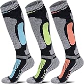 Merino Wool Ski Socks 2 Pairs for Mens Womens Knee High Thermal Snowboarding Socks for Cold Weather