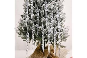 Icicle Ornaments 12Pcs 5in Realistic Transparent Acrylic Ornaments DIY Hanging Christmas Decorations for Winter, Christmas Tr