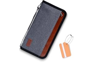 SUNSIR Travel Passport Wallet Family Passport Holder RFID Blocking Waterproof Bag Documents Organizer Premium Durable Passport Case With Luggage Tag(Grey)