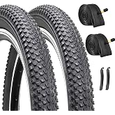 Hycline 2-Pack Mountain Bike Tires Set: 20/24/26/27.5-inch Folding Replacement High-Performance Wear-Resistant Bicycle Tires and Pair Inner Tubes with Tire Levers for MTB Off-Road Bike