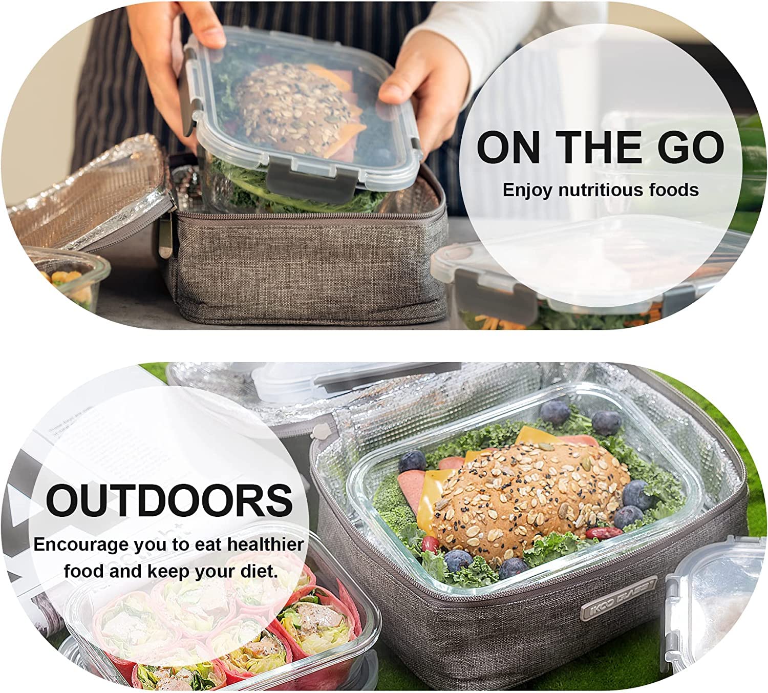 Fenger Glas Frischhaltedosen mit deckel Vorratsbehälterset,kühlschrank organizer Aufbewahrungsbehälter aufschnittboxen，meal prep gläser - luftdicht mikrowellengeschirr BPA-frei (10 Behälter) 8