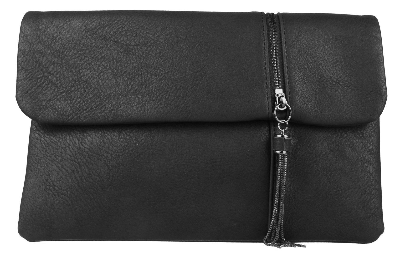 Girly Handbags Womens Zipper Flap Clutch Bag - Black