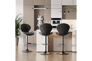 Daluvenix Modern Bar Stools Set of 3,Adjustable Swivel barstools,Counter Height Stool Chair with High Backrest for Dining Room, Black