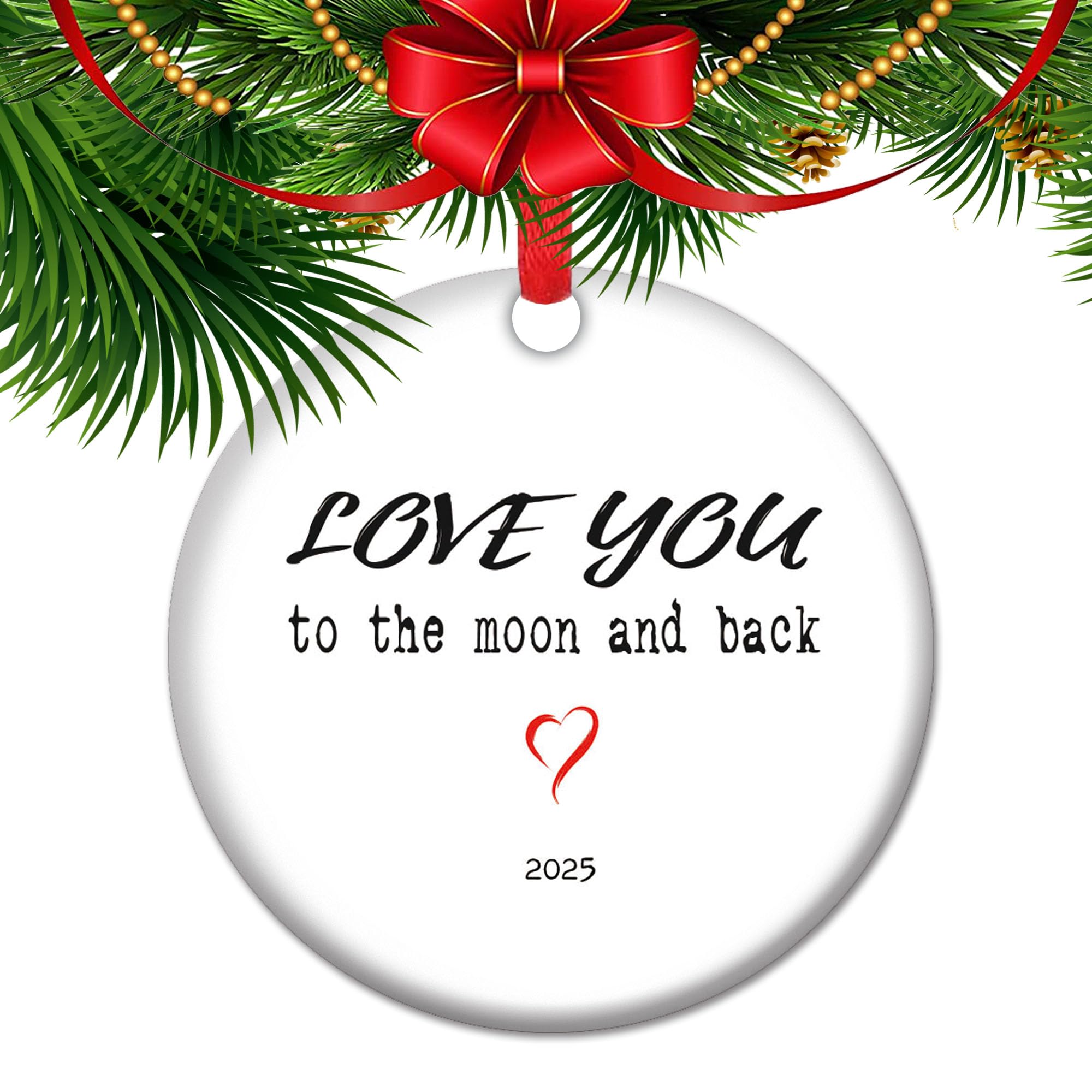 View 1 of ‘Love You to The Moon & Back’ Ornament – Heartfelt for Family | Keepsake for Mom, Daughter, or Grandchild | Celestial Holiday Decor