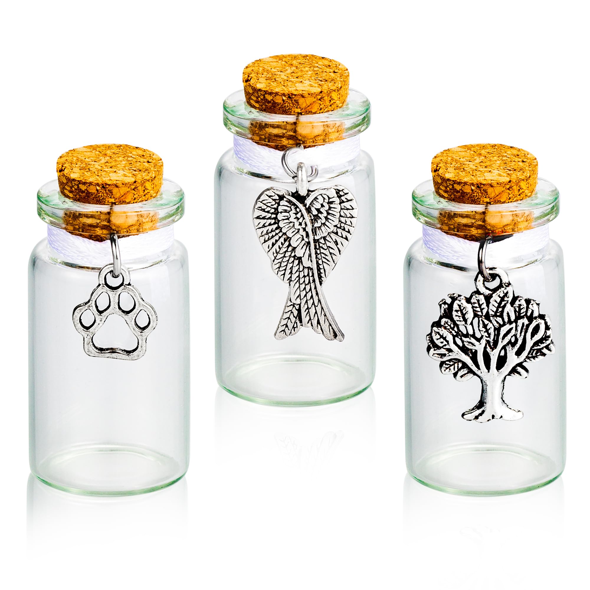 Photo 1 of Pet Memorial Urns Small Glass Jars for Ashes or Hair Cat Keepsake Memorial Urns Teeth Keepsake Loss of Dog Sympathy Gift (3 Pack)