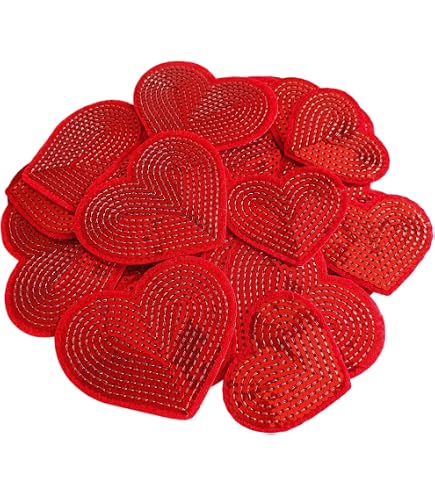 Amazon.com: 4 Inch Red Sequin Heart Iron On Patch, Sparkle  display picture 2