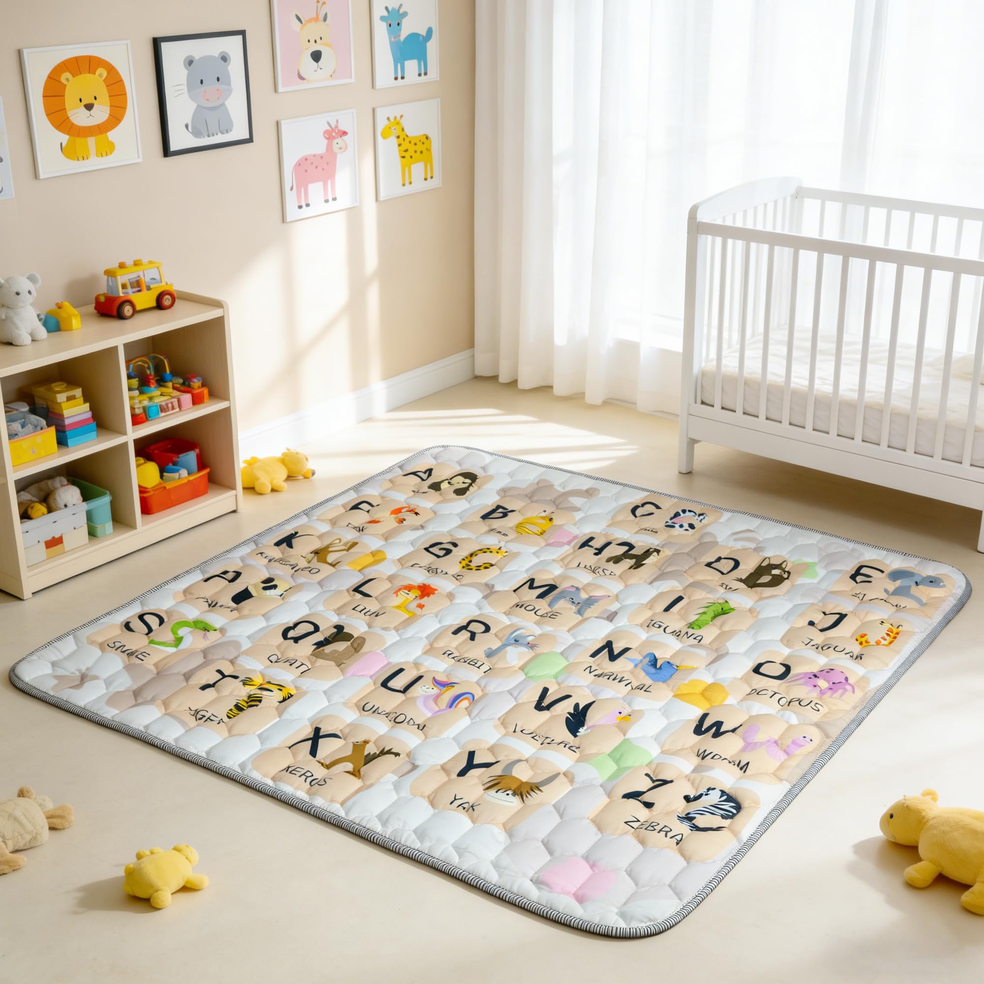 ENVTEK Baby Play Mat for Floor Playpen - 50" X 50" Playpen Mat,Thick One-Piece Crawling, Odorless Floor Mat, Non-Slip Cushioned Baby Playmat for Infants,Babies,Toddlers. Foldable and Machine Washable Image