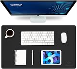 K KNODEL Desk Pad 60x35 cm PU Leather Waterproof Dual-Sided Black