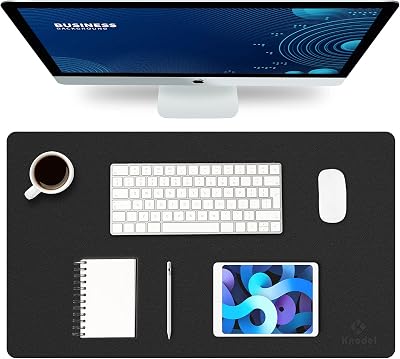 K KNODEL Desk Pad 60x35 cm PU Leather Waterproof Dual-Sided Black