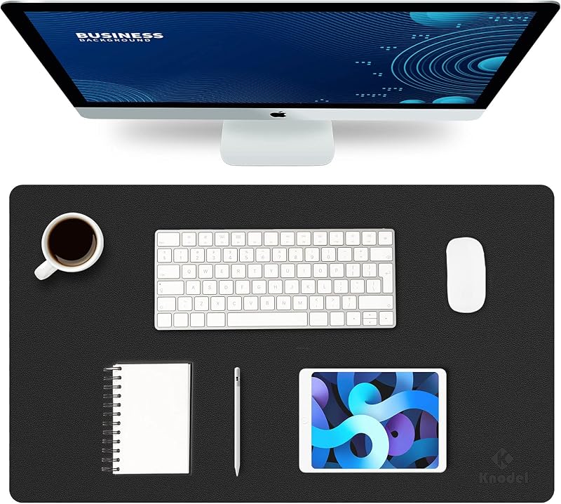 K KNODEL Desk Pad 60x35 cm PU Leather Waterproof Dual-Sided Black