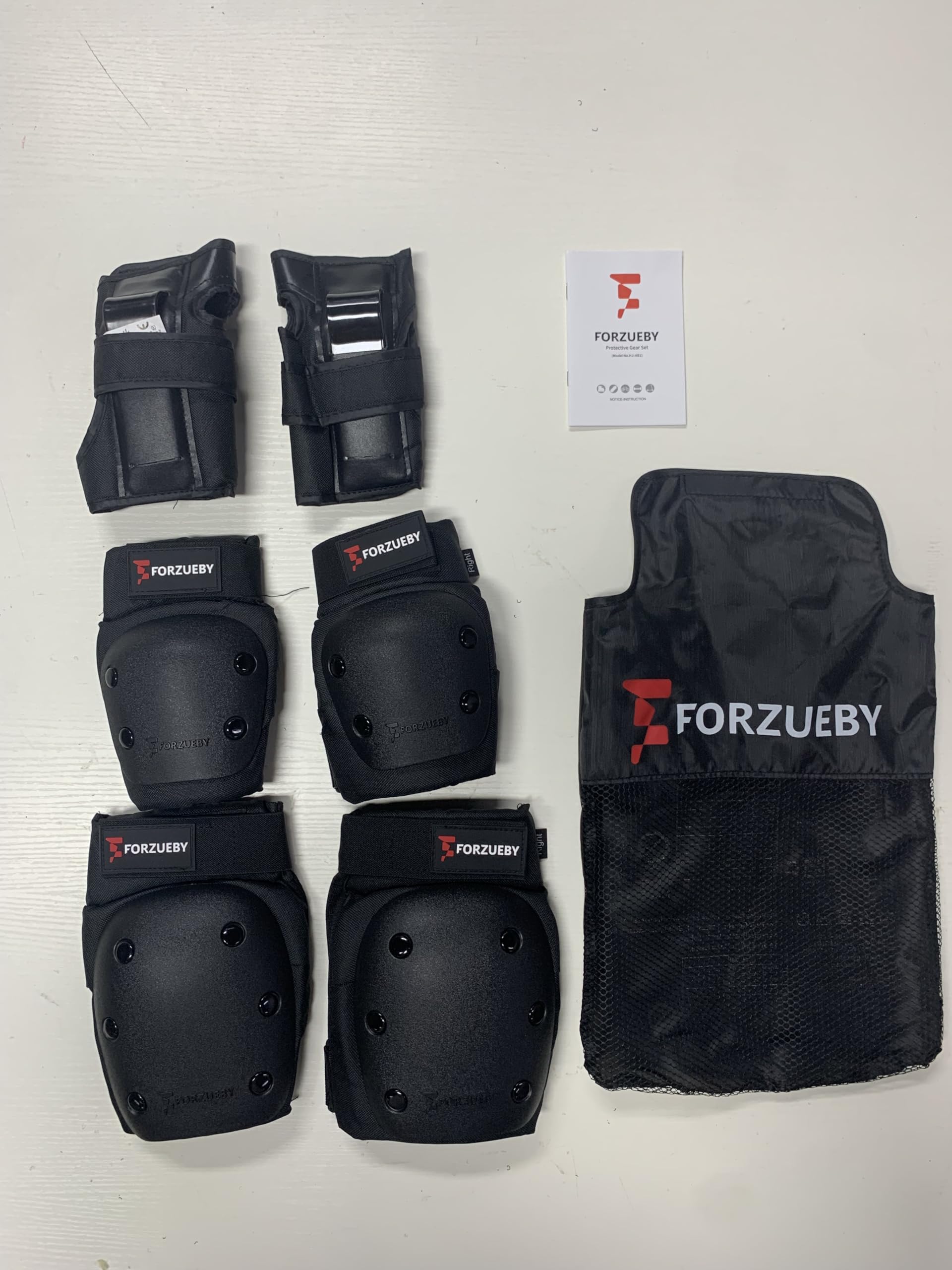 Forzueby Adult/Kids Knee Pads Elbow Pads Wrist Guards 6 in 1 Protective Gear Set for Inline Roller Skating Skateboarding Scooter BMX etc.