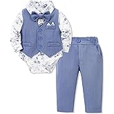 YALLET Baby Boy Clothes Suit 0-24 Months Infant Gentleman Outfits Formal Dress Shirt+Bowtie+Vest+Pants Set Baby Wedding Suits