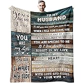 Stbyiz Husband Valentines Day Gifts Blanket 60" X 50", Valentine's Day Gift for Husband from Wife, Valentines/Anniversary/Wedding Gift for Him, to My Husband Presents