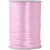 Mandala Crafts Satin Rattail Cord String from Nylon for Chinese Knot, Macramé, Trim, Jewelry Making Pink 2mm