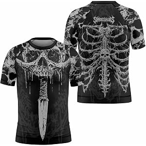 BattleFitGear Kid’s Dark Symbol Combat Rash Guard – Short-Sleeve Compression Shirt for BJJ MMA No-Gi Grappling Training