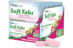 TRUEplus® Soft Tabs Glucose Tablets – 12 Packs – 48 tabs (Kiwi Strawberry)
