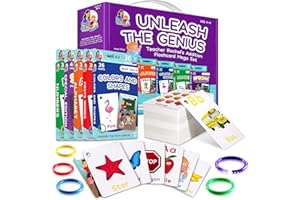 ZETZ BRANDS Teacher Rachel's Educational Flash Cards for Toddlers - Set Of 5 184 Cards Pre K-K Mega Flashcards Set with First Words, Alphabet, Colors, Shapes, Numbers, Manners, Greetings, Feelings, and Weather