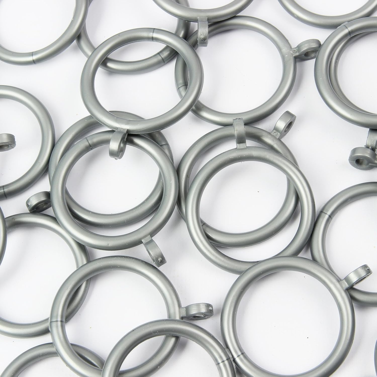 30 Pack of Silver Grey Plastic Curtain Rings for up to 19mm Poles
