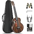 30inch Caramel CB904G Ebony Wood Electric Guitalele Small Guitar Kit Beginner Guitarlele Starter Bundle Strings, Padded Gig Bag, Strap Set (Ebony)