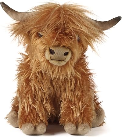 Living Nature Highland Cow Brown Soft Toy 22 cm Farm Animal Gift