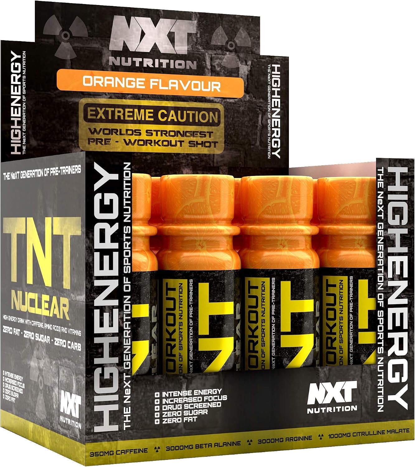 NXT Nutrition TNT Nuclear Shots - Pre Workout Energy Drink 12 x 60ml, 60 ml (Pack of 1)