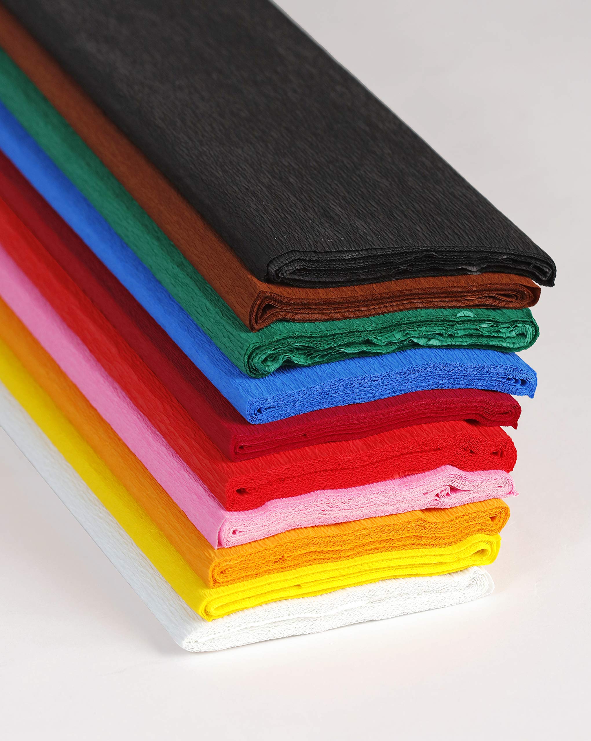 Clairefontaine 914399C Pack of 10 Sheets of 38g Fireproof Crepe Paper Format 2,50x0,50m Resistant Paper Creative leisure DIY and Decoration Assorted Colours
