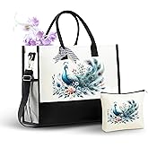 InnoBeta Peacock Gifts for Women, Peacock Tote Bag with Top Zipper Closure and Shoulder Strap for Christmas, Birthday, and Every Special Occasion