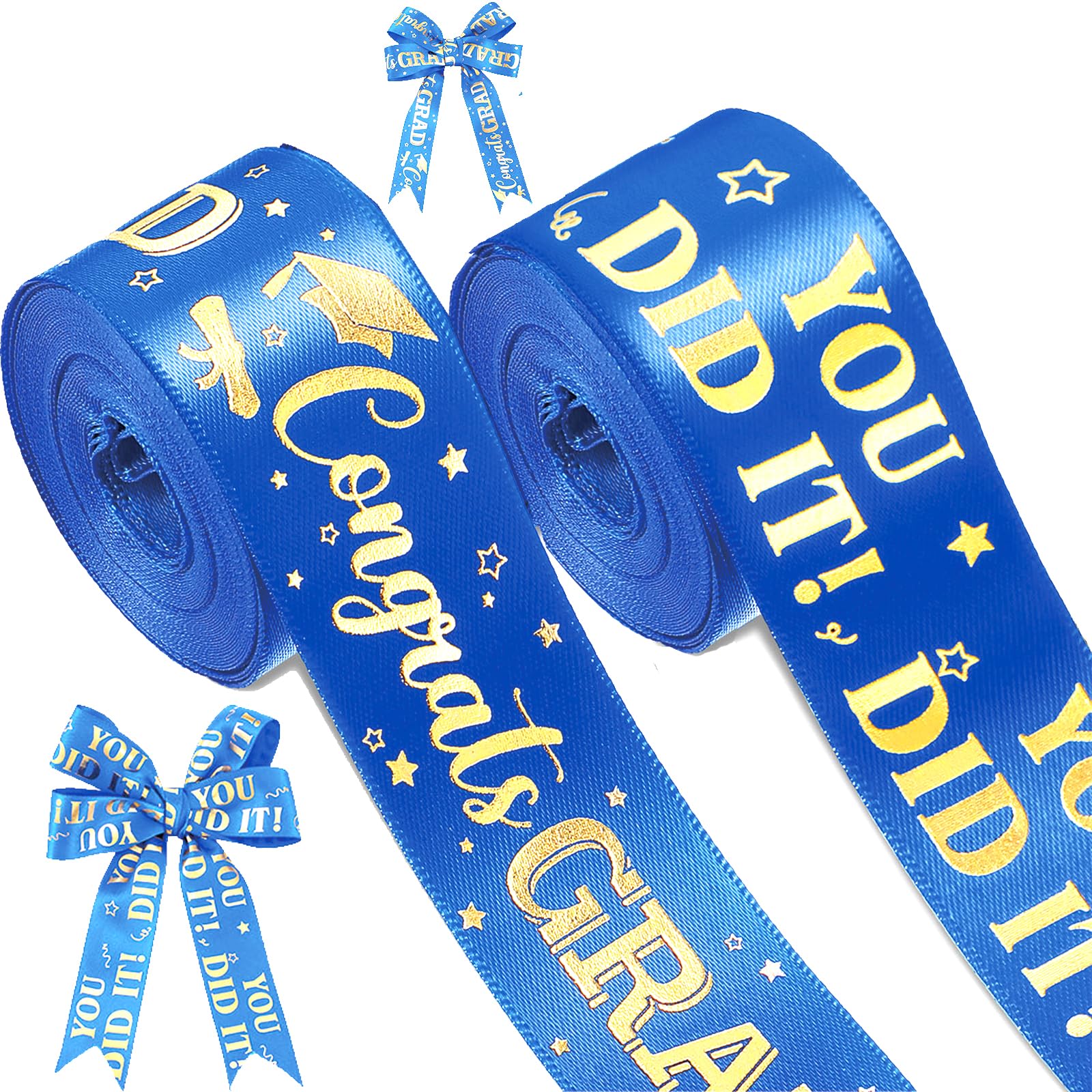 Photo 1 of 2 Roll Class of 2025 Graduation Ribbon 1 Inch or 3/8 inch Width for Graduation Classroom Party Supplies DIY Crafts (Blue, 1 Inch)