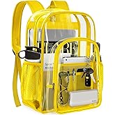 PAMANO Clear Backpack Transparent Heavy Duty School PVC Bookbag See Through Bag Boys and Girls for College Work Travel Security