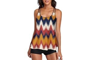UNIQWETO Flowy Tankini Bathing Suits for Women Tummy Control Swimsuits Two Piece Swimwear Tank Top with Boyshorts