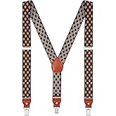 EOAYONY Men's suspenders Elastic Y Back Adjustable Heavy Duty Strong Clips 1.4" Wide