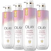 Olay Body Wash for Women, Intensely Hydrating, Hyaluronic Acid Serum Complex, Renews Moisture, Free of Parabens & Phthalates, Vitamin B3 Lameller Technology, For All Skin Types, 20 fl oz (Pack of 4)