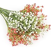 N&T NIETING Babys Breath Flowers,10Pcs Fake Gypsophila Plants Artificial Pink White Baby Breath Flowers Bulk for Wedding Bouquets Party Home Garden Decoration