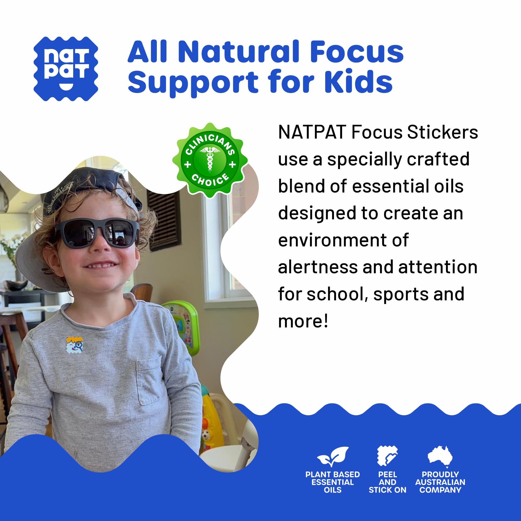 NATPAT Focus Patch Focus Enhancing Stickers for Kids and Adults - Healthy Brain Supports for Attention, Focus, and Concentration - Chemical and Drug Free - 24 Count - BuzzPatch Natural Patch