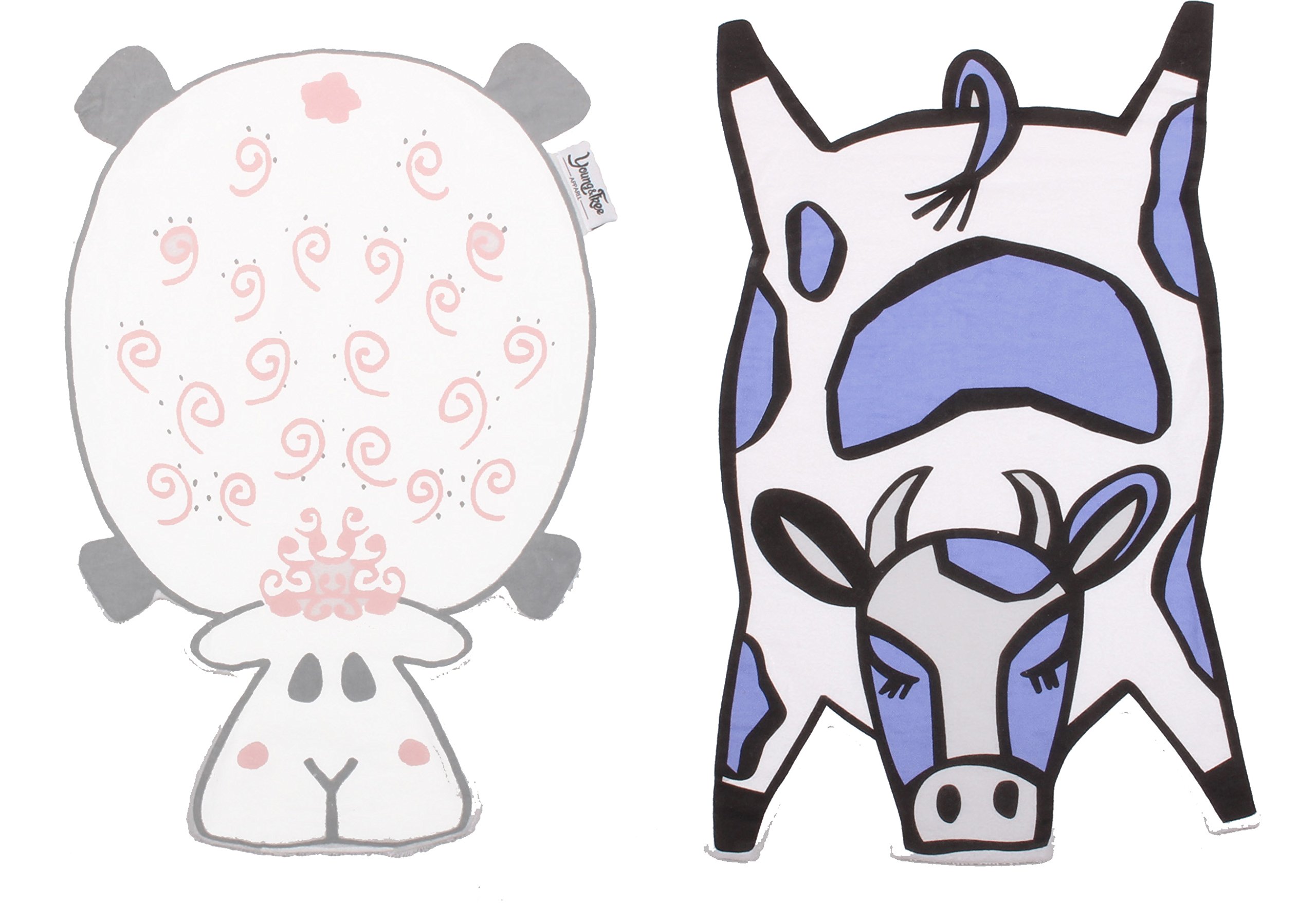 Unique 2 Bundle Animal Baby Burp Cloths Cow Sheep Patterns Infant Burp Pads Soft XXL 12x18in Newborn Baby Bibs - 100% Cotton Flannel with Terry Cloth Liner - Use as Portable Changing Pad Cover