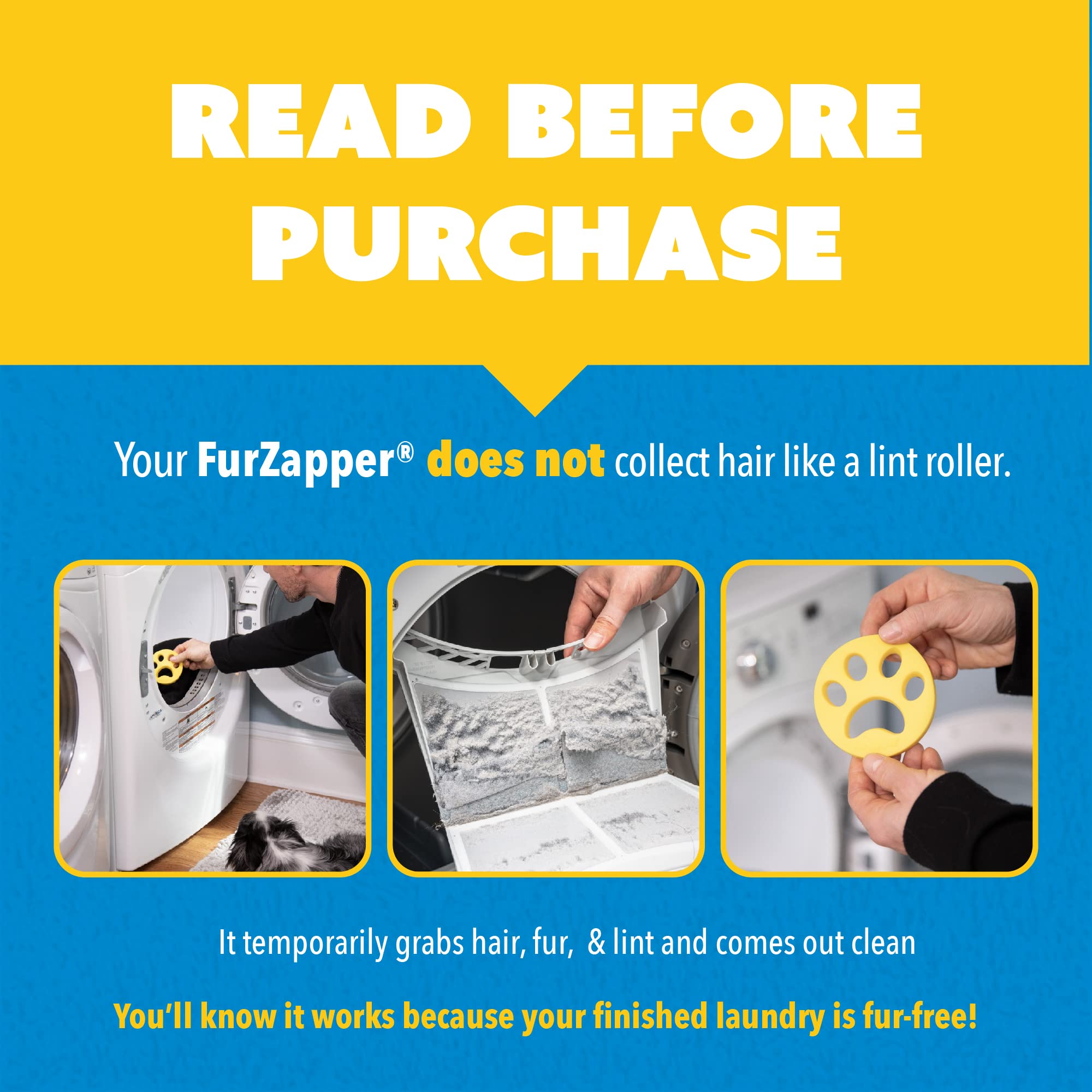 FurZapper Pet Hair Remover for Laundry, 2 Pack Reusable Dog & Cat