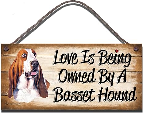 Basset Hound Plaque Murale Humoristique En Bois Avec Inscription Love Est Detenue Par Un Basset Hound Amazon Fr Cuisine Maison