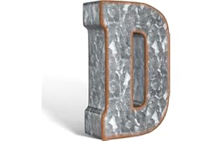 CraftyCrocodile 7 Inch Galvanized Metal Letters for Wall Decor - 3D Letter D for Hanging or Freestanding - Unique Blend of Rustic Vintage Western and Industrial Styles for Living Room Kitchen Bedroom