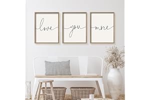 Heiple Love You More Sign Set of 3 Framed Above Bed Wall Decor Farmhouse Bedroom Decor Wood Wall Art Rustic Master Bedroom Essentials Home Wall Decoration (Brown, 11”x14”)