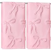 FuWeave 2 Pcs Pink Hand Towels for Bathroom Coquette Bow Hand Towels 100% Cotton Absorbent Decorative Jacquard Weave Bath Decor Preppy Bathroom Decor Gift, 13.7 x 29.5 Inch