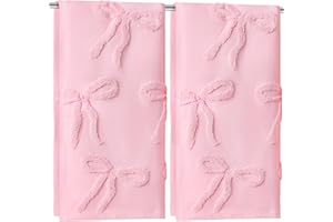 FuWeave 2 Pcs Pink Hand Towels for Bathroom Coquette Bow Hand Towels 100% Cotton Absorbent Decorative Jacquard Weave Bath Decor Preppy Bathroom Decor Gift, 13.7 x 29.5 Inch