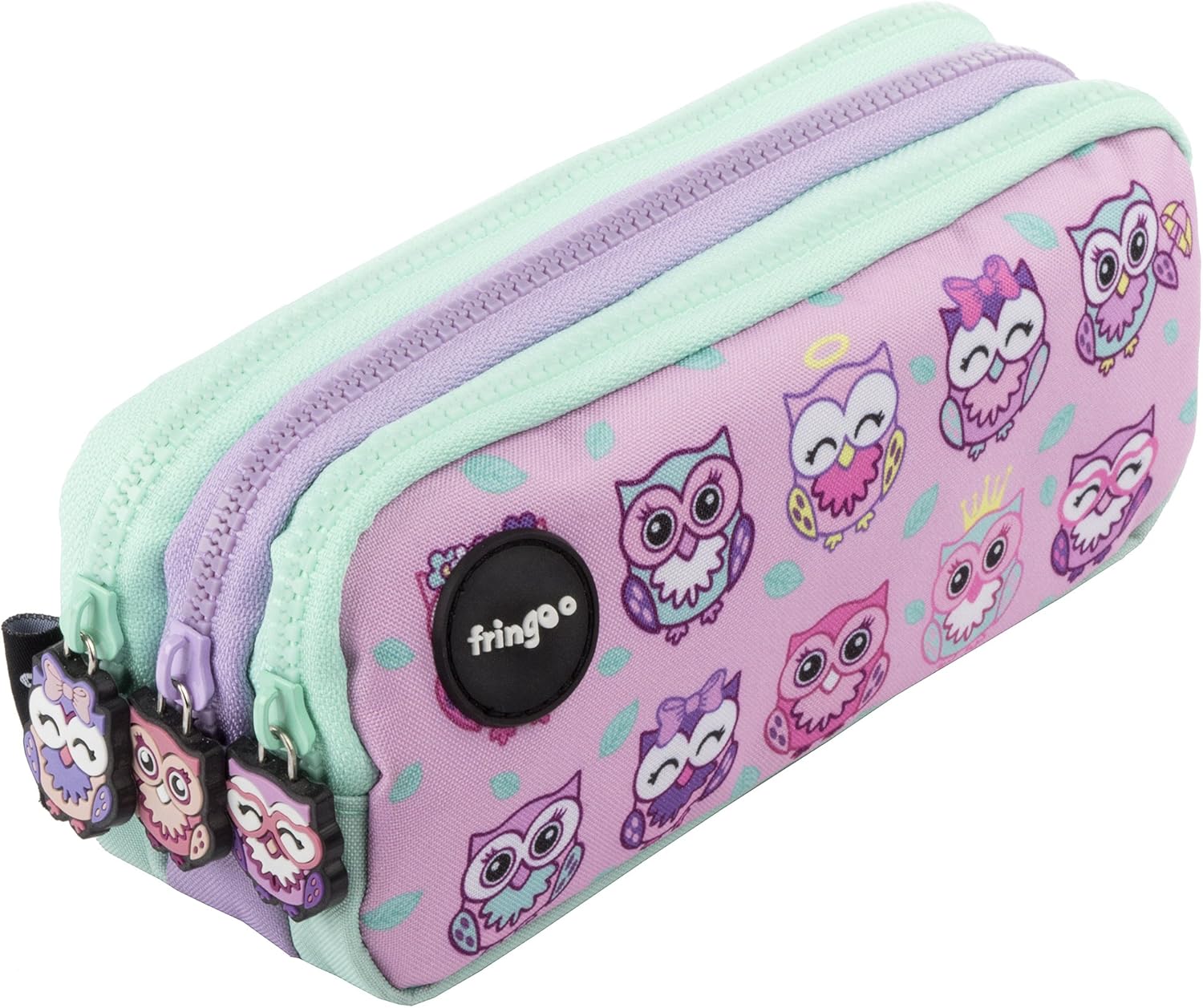 Estuche para lápices de 3 compartimentos FRINGOO, para niños, divertido y bonito, color Owl Family - 3 Compartments Large: Amazon.es: Oficina y papelería