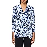 Anne Klein Women's Printed Ity 3q SLV Wrap Top