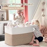 TIMEYARD 105L Extra Large Storage Basket Rectangular Cotton Rope White Brown view 2
