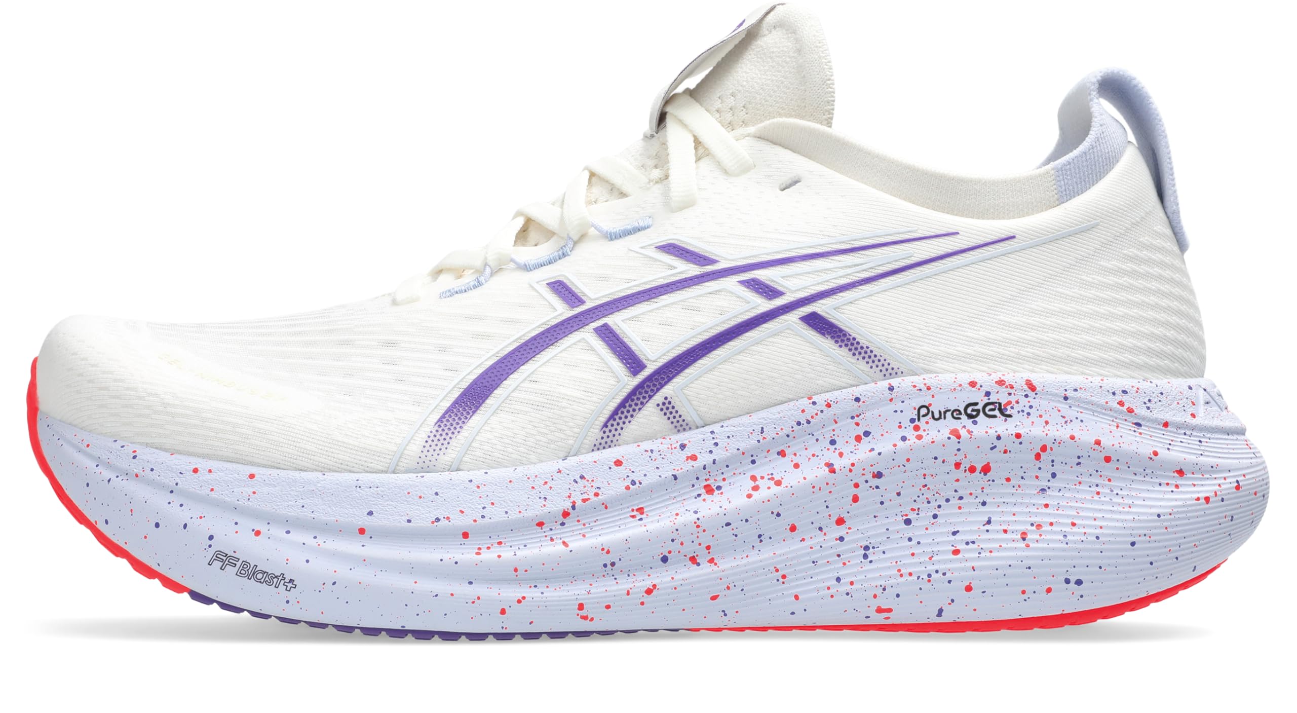 ASICS Men's Gel-Nimbus 27 Running Shoes, 10, Cream/EDO Purple Image