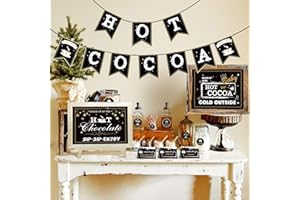 OMGOUUE Hot Cocoa Bar Kit Hot Chocolate Bar Supplies Toppings Labels Cup Tags Stickers for Wintertime Holiday Christmas Party New Year Party Birthday Party