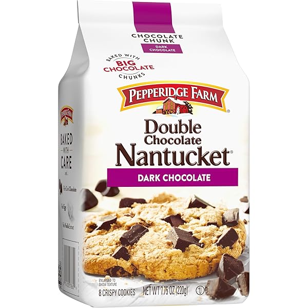 PEPPERIDGE FARM COOKIES NANTUCKET CRISPY DOUBLE DARK CHOCOLATE CHUNK COOKIES, 7.75 OZ BAG (8 COOKIES)
