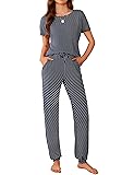 Ekouaer Womens Pajama Sets Short Sleeve Lounge Sets