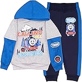 THOMAS & FRIENDS Boys 2-Piece Fleece Set - Thomas the Tank Engine Hooded Sweatshirt and Joggers Bundle for Kids